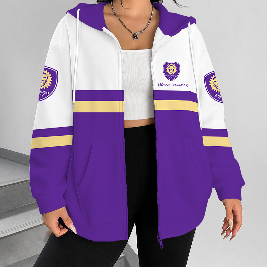 [GOAL DEAL] NEW CUSTOMIZED MLS11 OCS ORLANDO CITY SC ZIP HOODIE