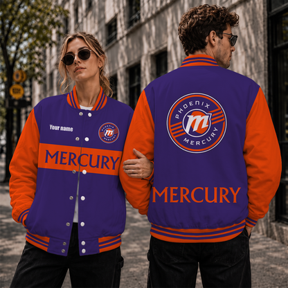 [HOOPS SPECIAL] NEW CUSTOMIZED WNBA11 PNM PHOENIX MERCURY BASEBALL JACKET, SATIN VARSITY JACKET