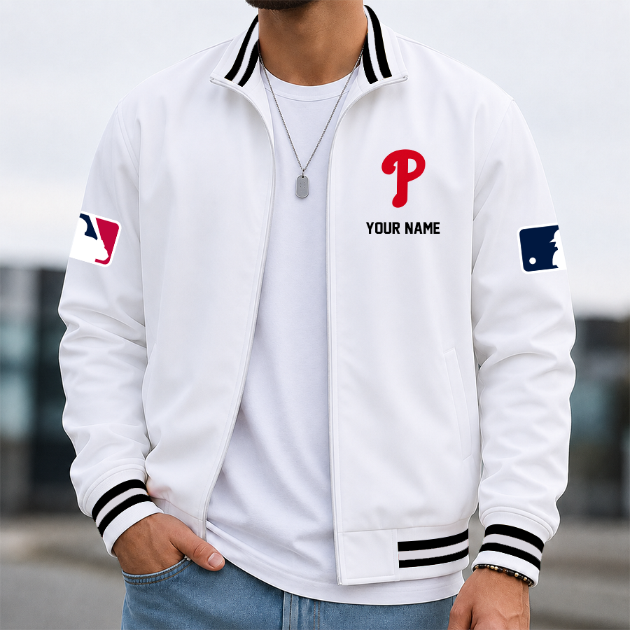 [HOMERUN DEAL] NEW CUSTOMIZED MLB11 PPS PHILADELPHIA PHILLIES MULTICOLOR MEN'S CASUAL JACKET