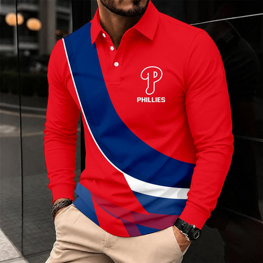 [HOMERUN DEAL] NEW CUSTOMIZED MLB11 PPS PHILADELPHIA PHILLIES MEN'S LONG SLEEVE POLO