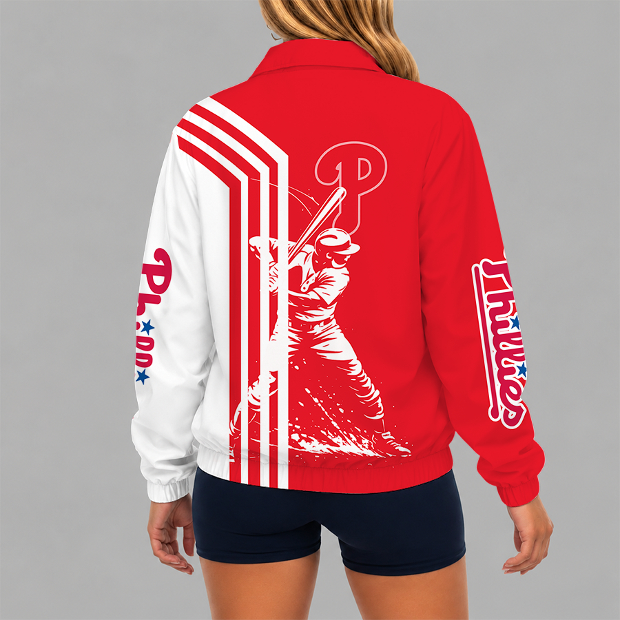 [HOMERUN DEAL] NEW CUSTOMIZED MLB11 PPS PHILADELPHIA PHILLIES V-NECK ZIPPER SWEATSHIRT JACKET