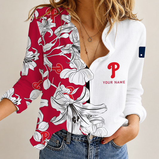 [HOMERUN DEAL] NEW CUSTOMIZED MLB11 PPS PHILADELPHIA PHILLIES WOMEN CASUAL SHIRT