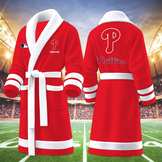 [HOMERUN DEAL] NEW CUSTOMIZED MLB11 PPS PHILADELPHIA PHILLIES MULTICOLOR FLEECE BATHROBE