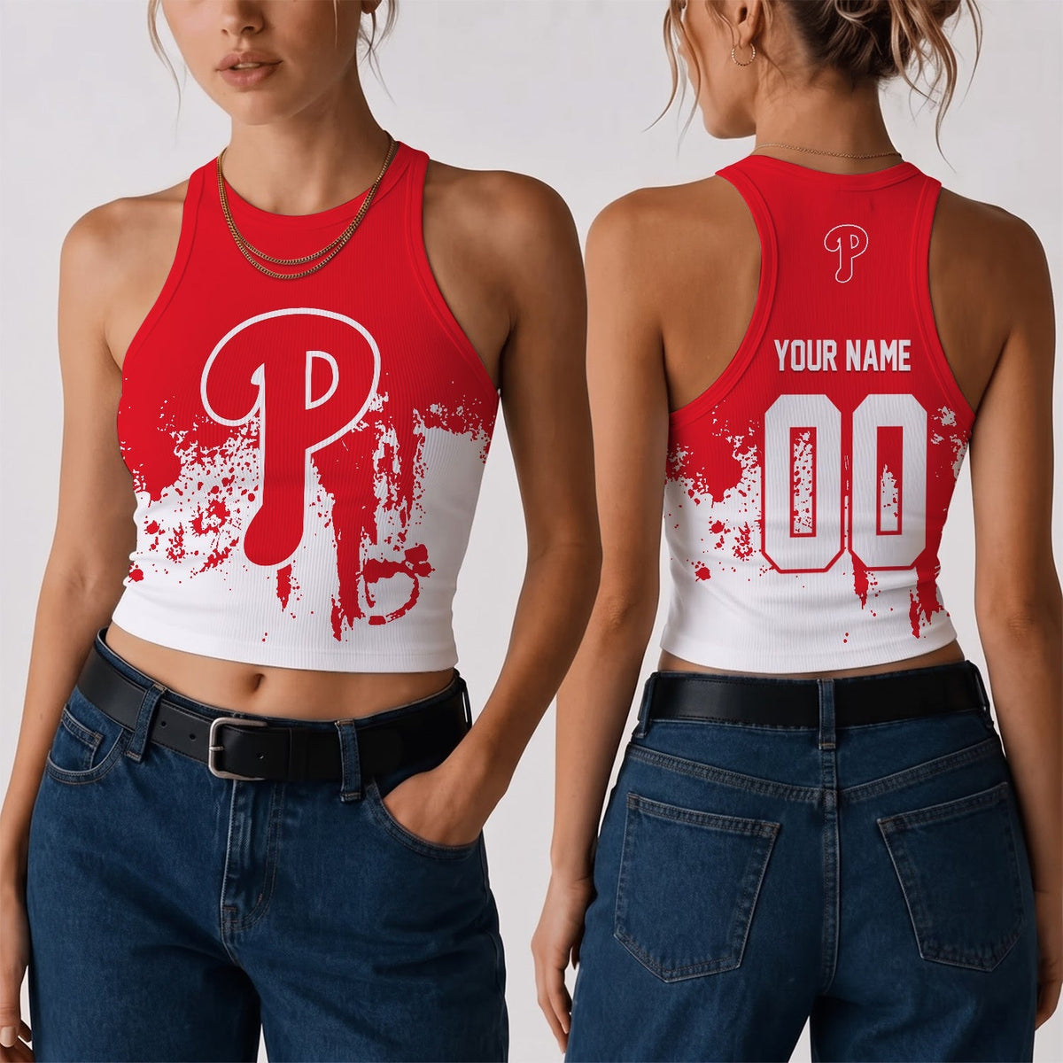 [HOMERUN DEAL] NEW CUSTOMIZED MLB11 PPS THE PHILLIES WOMEN'S CROP TOP