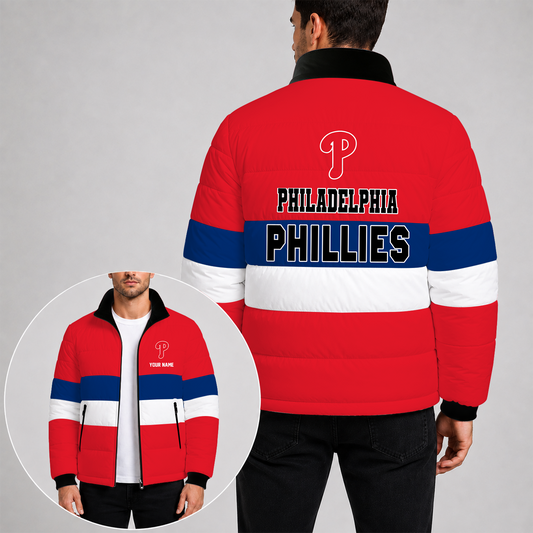 [HOMERUN DEAL] NEW CUSTOMIZED MLB 11 THE PHILLIES PUFFER JACKET