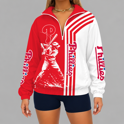 [HOMERUN DEAL] NEW CUSTOMIZED MLB11 PPS PHILADELPHIA PHILLIES V-NECK ZIPPER SWEATSHIRT JACKET