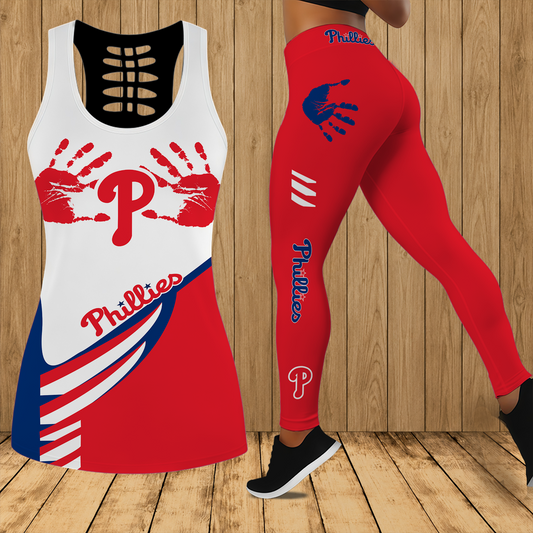 [HOMERUN DEAL] NEW CUSTOMIZED MLB11 PPS PHILADELPHIA PHILLIES HOLLOW TANK TOP & LEGGINGS SET