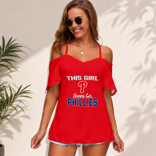 [HOMERUN DEAL] NEW CUSTOMIZED MLB11 PPS PHILADELPHIA PHILLIES WOMEN'S STRAPPY OFF-SHOULDER TOP