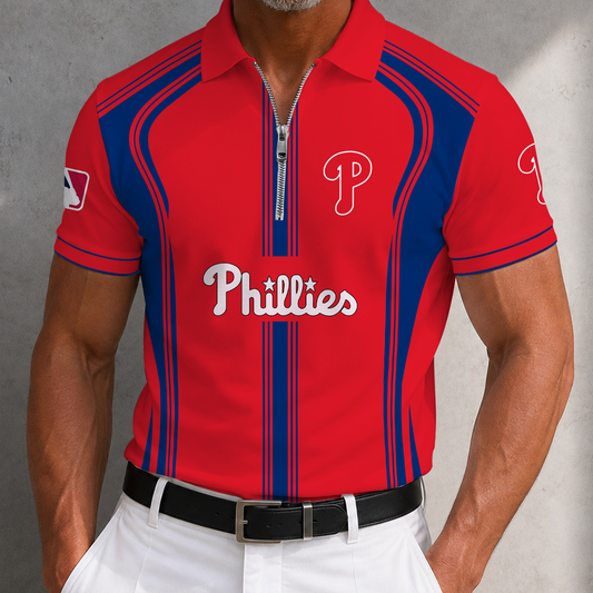 [HOMERUN DEAL] NEW CUSTOMIZED MLB11 PPS PHILADELPHIA PHILLIES ZIP POLO SHIRT
