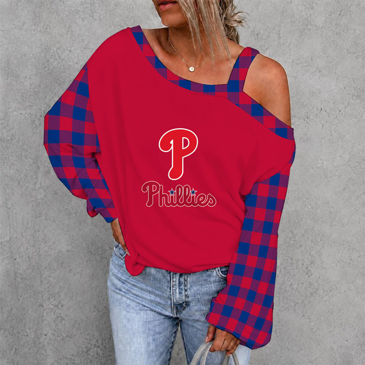 [HOMERUN DEAL] NEW CUSTOMIZED MLB11 PPS PHILADELPHIA PHILLIES WOMEN'S OFF-SHOULDER LONG SLEEVE SHIRT