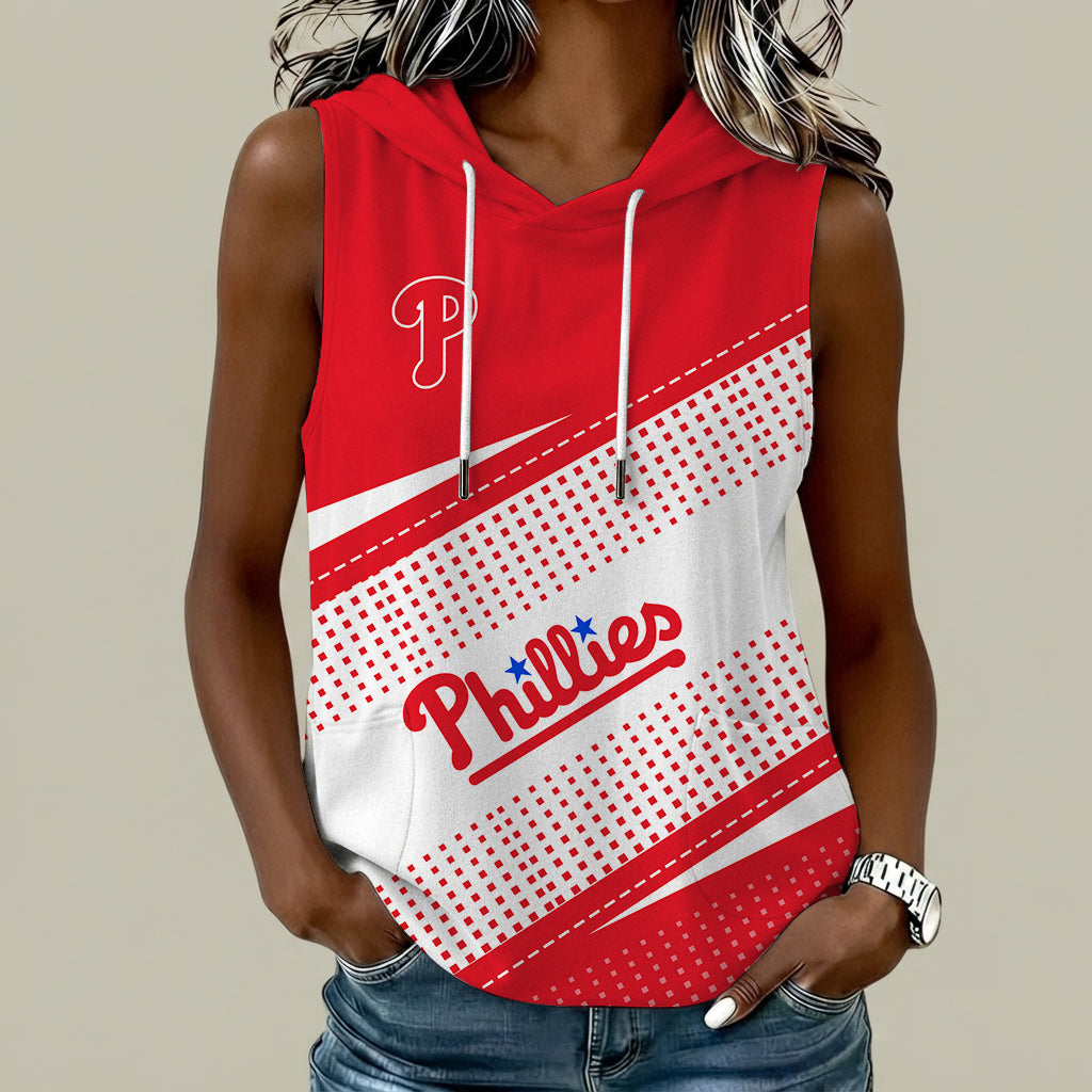 [HOMERUN DEAL] NEW CUSTOMIZED MLB11 PPS PHILADELPHIA PHILLIES WOMEN'S SLEEVELESS HOODED POCKET TANK TOP