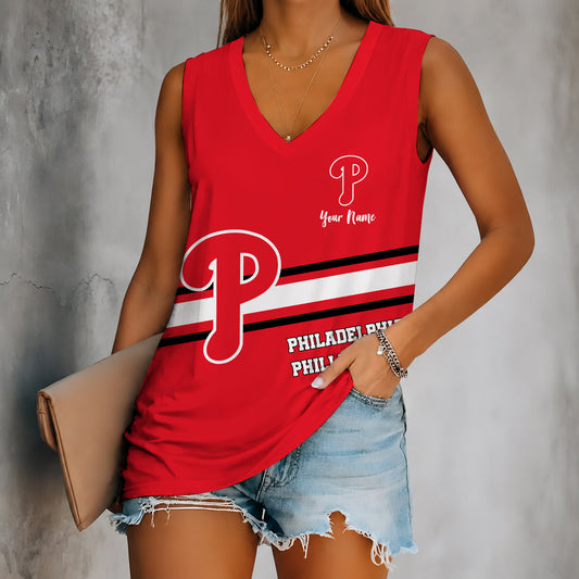 [HOMERUN DEAL] NEW CUSTOMIZED MLB11 PPS PHILADELPHIA PHILLIES WOMEN'S V-NECK TANK TOP
