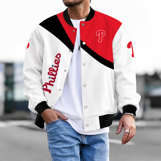 [HOMERUN DEAL] NEW CUSTOMIZED MLB11 PPS PHILADELPHIA PHILLIES SATIN VARSITY & BASEBALL JACKET