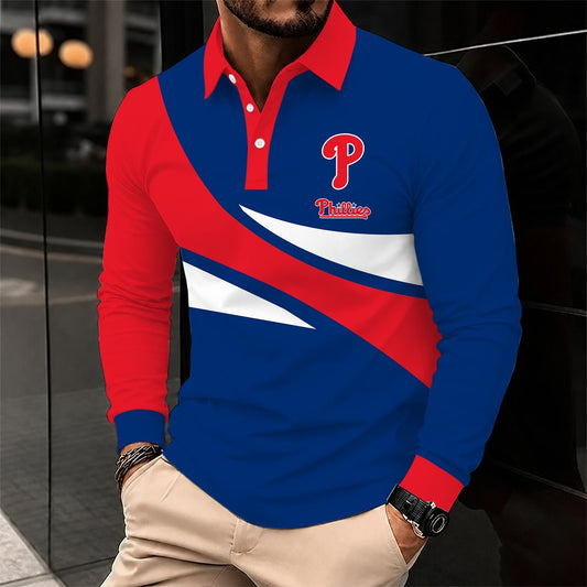 [HOMERUN DEAL] NEW CUSTOMIZED MLB11 PPS PHILADELPHIA PHILLIES MEN'S LONG SLEEVE POLO