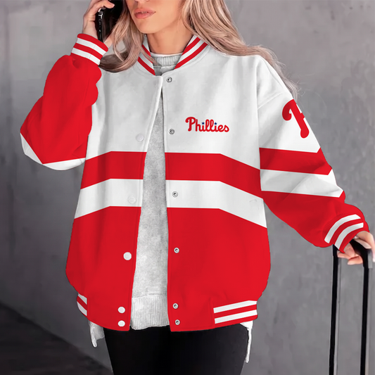 [HOMERUN DEAL] NEW CUSTOMIZED MLB11 PPS PHILADELPHIA PHILLIES SATIN VARSITY & BASEBALL JACKET