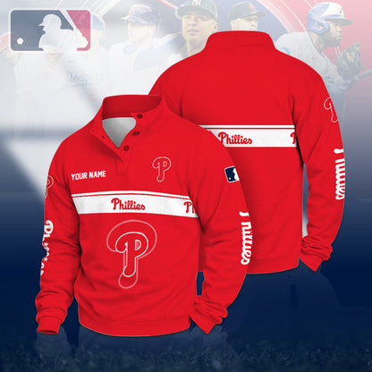 [HOMERUN DEAL] NEW CUSTOMIZED MLB11 PPS PHILADELPHIA PHILLIES QUARTER-BUTTON SWEATSHIRT