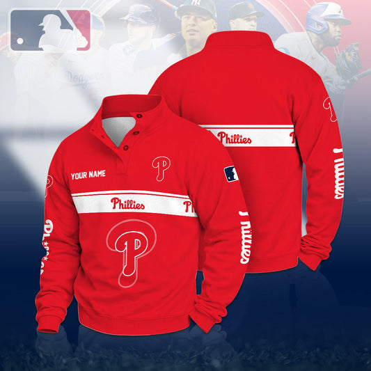 [HOMERUN DEAL] NEW CUSTOMIZED MLB11 PPS PHILADELPHIA PHILLIES QUARTER-BUTTON SWEATSHIRT