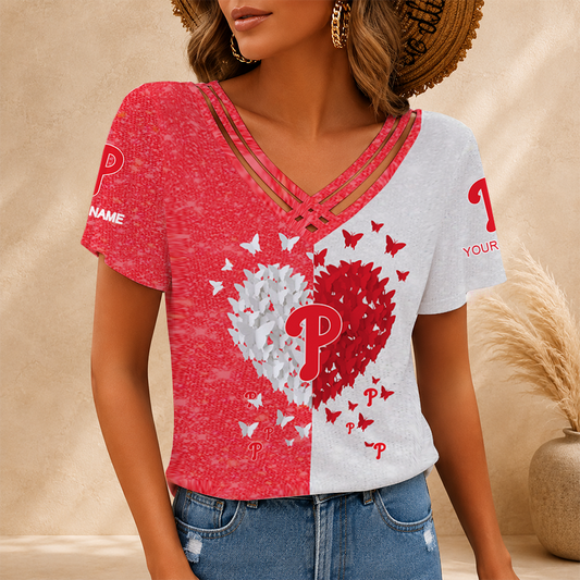 [HOMERUN DEAL] NEW CUSTOMIZED MLB11 PPS PHILADELPHIA PHILLIES V-NECK SHIRT