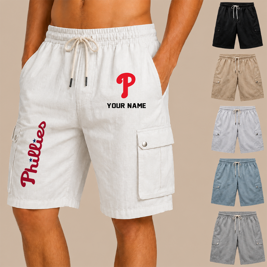 [HOMERUN DEAL] NEW CUSTOMIZED MLB11 PPS PHILADELPHIA PHILLIES MEN'S DRAWSTRING CARGO SHORTS