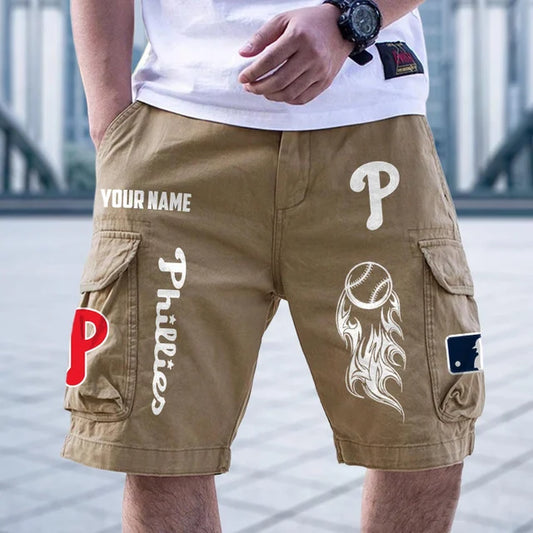 [HOMERUN DEAL] NEW CUSTOMIZED MLB11 PPS PHILADELPHIA PHILLIES MEN'S CARGO SHORTS