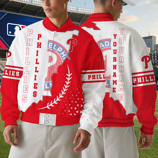 [HOMERUN DEAL] NEW CUSTOMIZED MLB11 PPS PHILADELPHIA PHILLIES SATIN VARSITY & BASEBALL JACKET