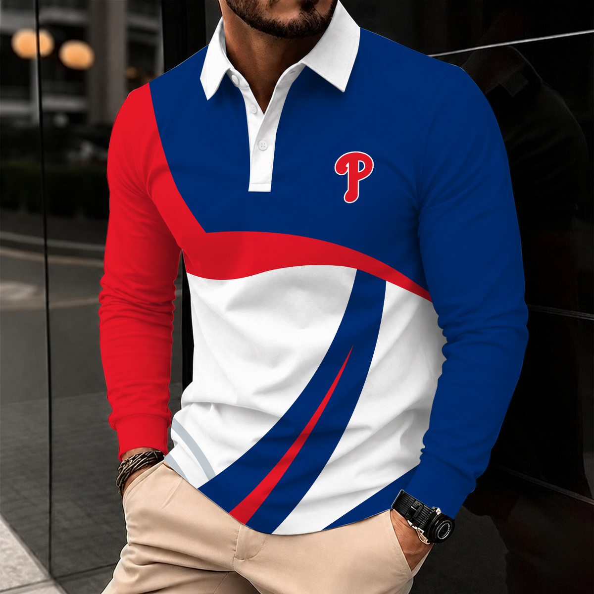 [HOMERUN DEAL] NEW CUSTOMIZED MLB11 PPS PHILADELPHIA PHILLIES MEN'S LONG SLEEVE POLO
