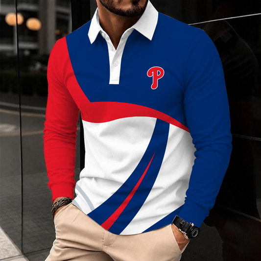 [HOMERUN DEAL] NEW CUSTOMIZED MLB11 PPS PHILADELPHIA PHILLIES MEN'S LONG SLEEVE POLO