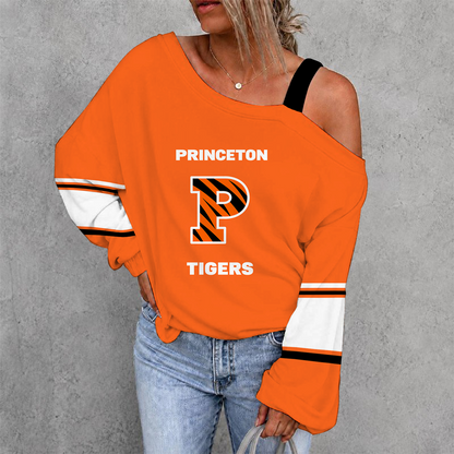 [HOOPS SPECIAL] NEW CUSTOMIZED NCAA CFH11 PRT PRINCETON TIGERS WOMEN'S OFF-SHOULDER LONG SLEEVE SHIRT