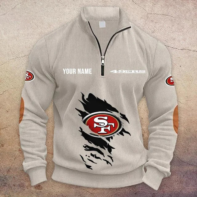 [TOUCHDOWN DEAL] NEW CUSTOMIZED NFL11 SF49 SAN FRANCISCO 49ERS MULTICOLOR STRIPED QUATER ZIP SWEATSHIRT