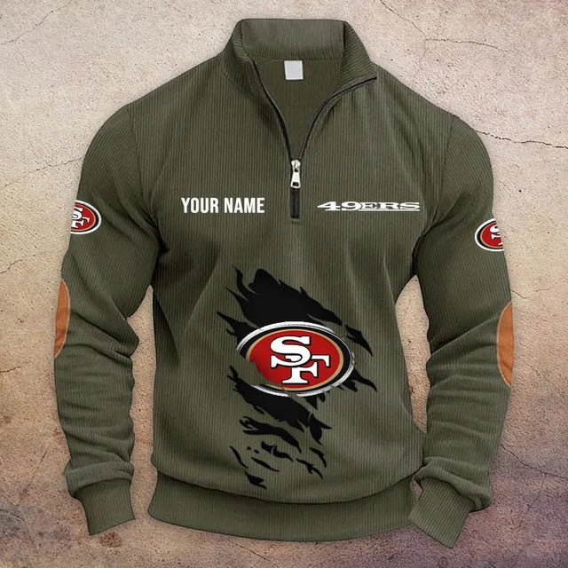 [TOUCHDOWN DEAL] NEW CUSTOMIZED NFL11 SF49 SAN FRANCISCO 49ERS MULTICOLOR STRIPED QUATER ZIP SWEATSHIRT