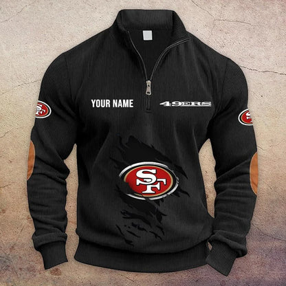 [TOUCHDOWN DEAL] NEW CUSTOMIZED NFL11 SF49 SAN FRANCISCO 49ERS MULTICOLOR STRIPED QUATER ZIP SWEATSHIRT
