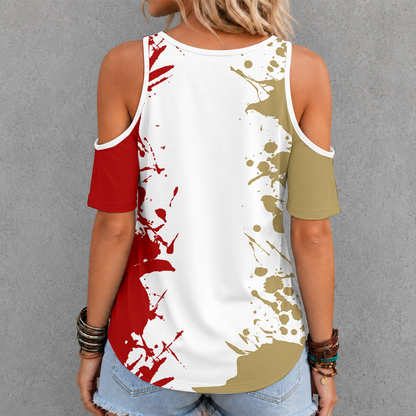 [TOUCHDOWN DEAL] NEW CUSTOMIZED NFL11 SF49 SAN FRANCISCO 49ERS CRISS CROSS V-NECK TOP