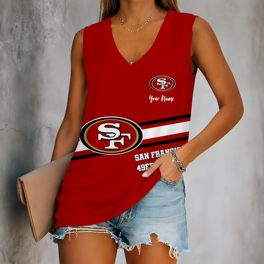 [TOUCHDOWN DEAL] NEW CUSTOMIZED NFL11 SF49 SAN FRANCISCO 49ERS WOMEN'S V-NECK TANK TOP