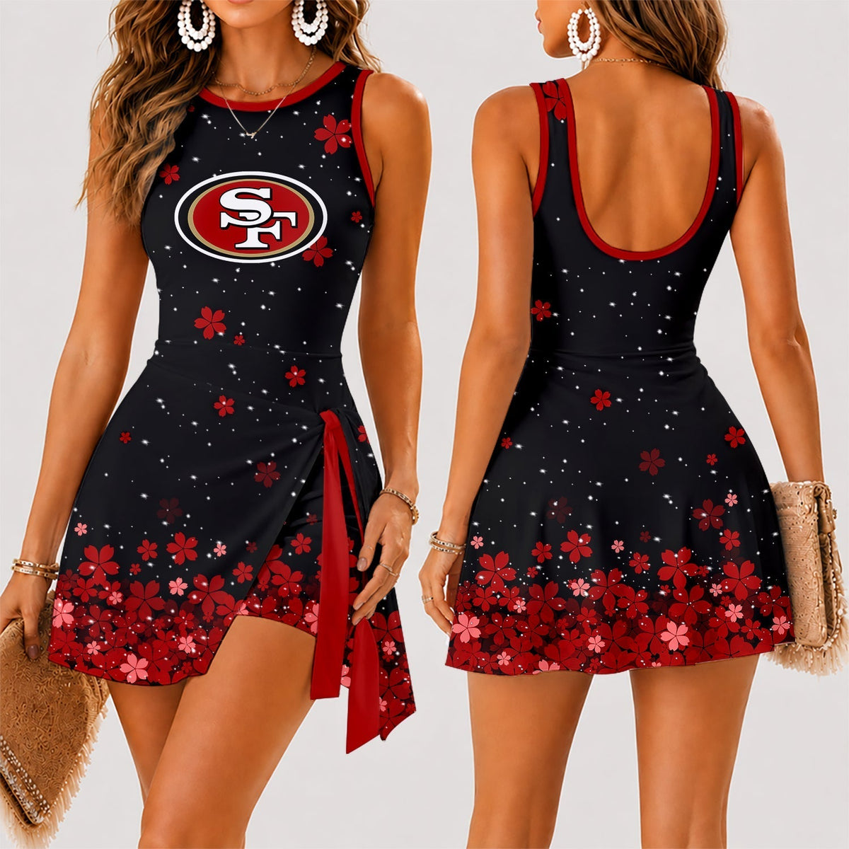 [TOUCHDOWN DEAL] NEW CUSTOMIZED NFL11 SF49 SAN FRANCISCO 49ERS WOMEN'S SUMMER SKORT DRESS