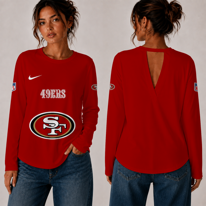 [TOUCHDOWN DEAL] NEW CUSTOMIZED NFL11 SF49 THE 49ERS WOMEN'S BACK V-CUT LONG-SLEEVE SHIRT