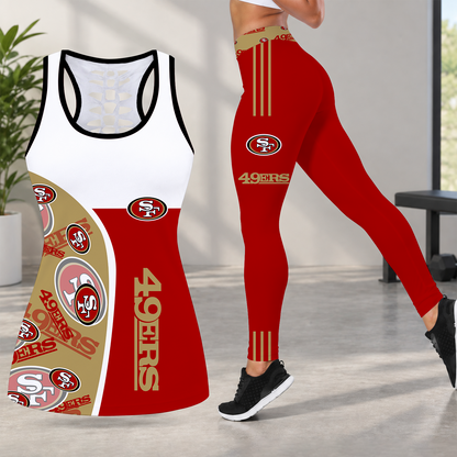 [TOUCHDOWN DEAL] NEW CUSTOMIZED NFL11 SF49 SAN FRANCISCO 49ERS HOLLOW TANK TOP & LEGGINGS SET