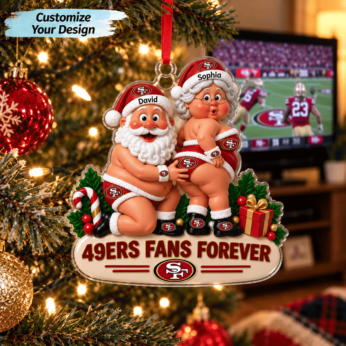 [TOUCHDOWN DEAL] NEW CUSTOMIZED NFL11 SF49 SAN FRANCISCO 49ERS CHRISTMAS ACRYLIC ORNAMENT