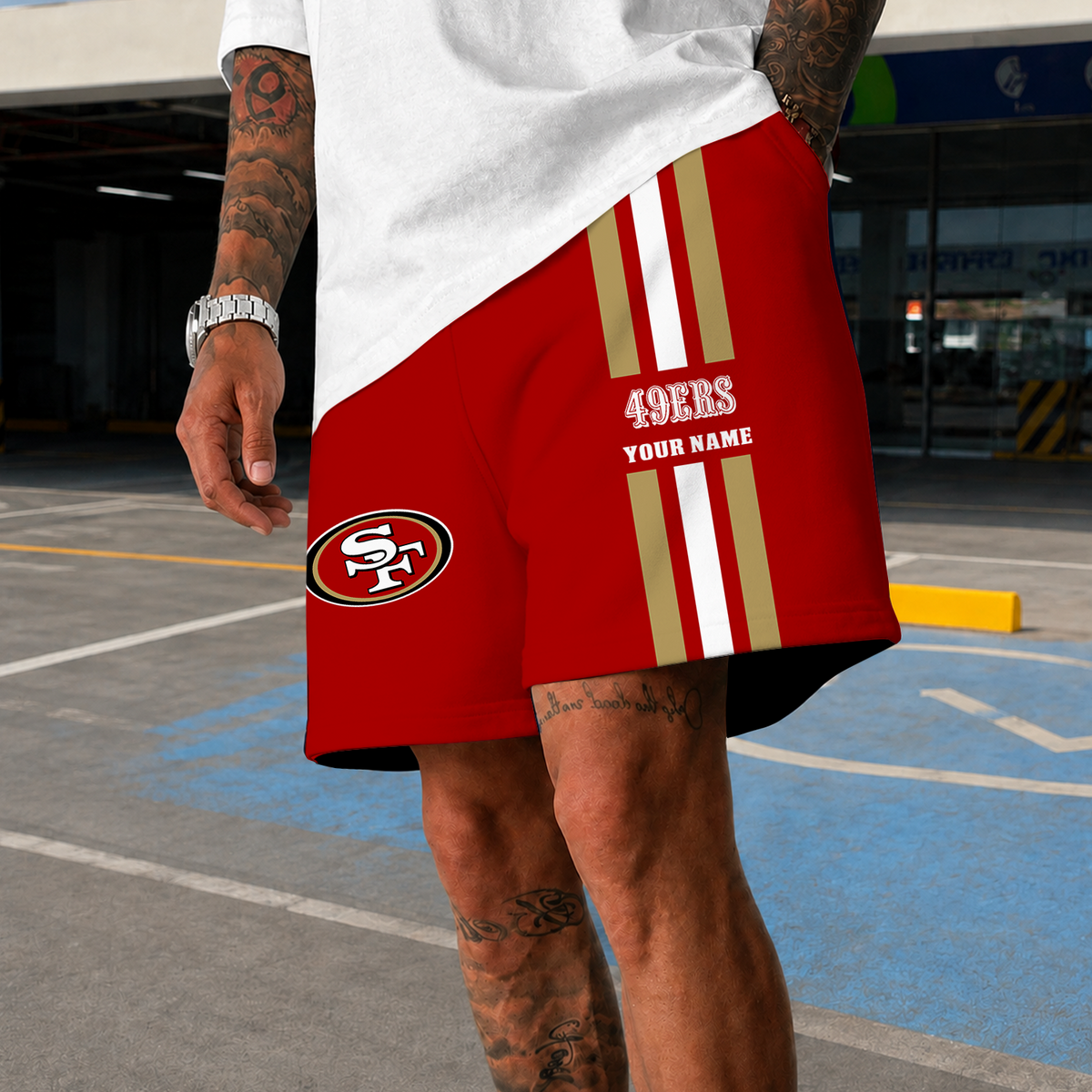 [TOUCHDOWN DEAL] NEW CUSTOMIZED NFL11 SF49 SAN FRANCISCO 49ERS SHORT PANTS