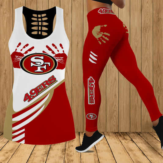 [TOUCHDOWN DEAL] NEW CUSTOMIZED NFL11 SF49 SAN FRANCISCO 49ERS HOLLOW TANK TOP & LEGGINGS SET