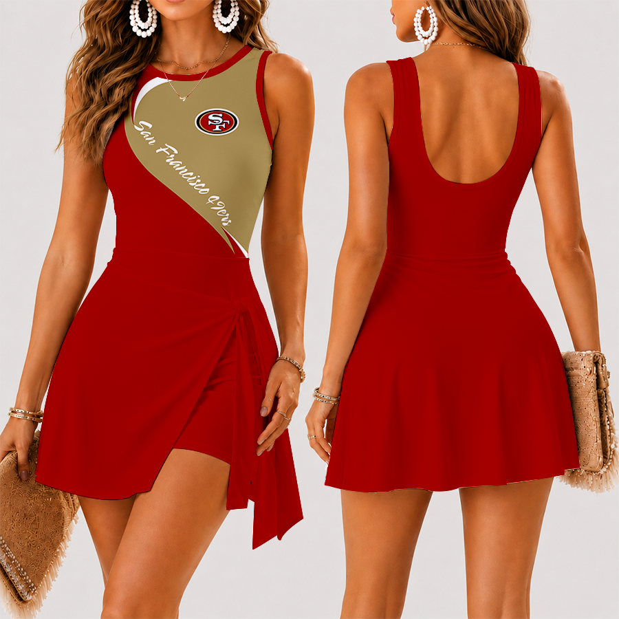 [TOUCHDOWN DEAL] NEW CUSTOMIZED NFL11 SF49 SAN FRANCISCO 49ERS WOMEN'S SUMMER SKORT DRESS