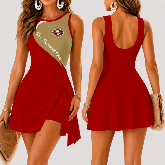 [TOUCHDOWN DEAL] NEW CUSTOMIZED NFL11 SF49 SAN FRANCISCO 49ERS WOMEN'S SUMMER SKORT DRESS