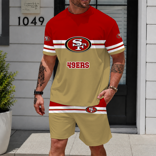 [TOUCHDOWN DEAL] NEWCUSTOMIZED NFL11 SF49 SAN FRANCISCO 49ERS UNISEX T-SHIRT & SHORTS SET