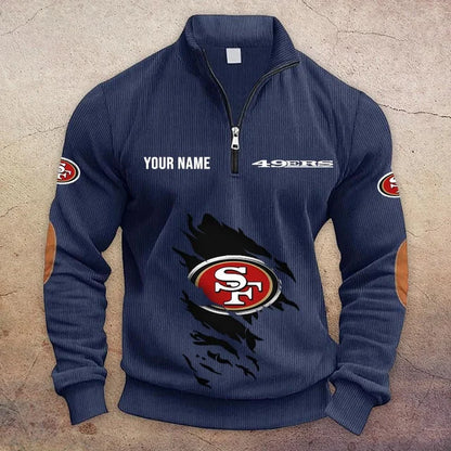 [TOUCHDOWN DEAL] NEW CUSTOMIZED NFL11 SF49 SAN FRANCISCO 49ERS MULTICOLOR STRIPED QUATER ZIP SWEATSHIRT
