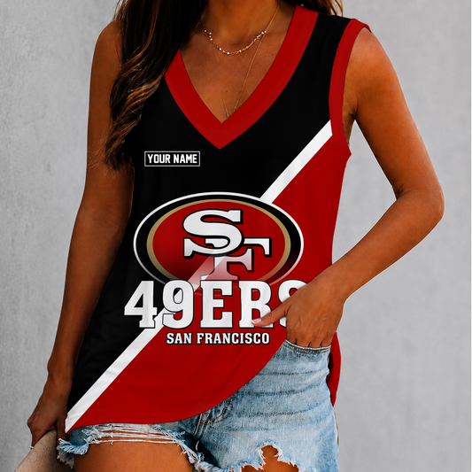 [TOUCHDOWN DEAL] NEW CUSTOMIZED NFL11 SF49 SAN FRANCISCO 49ERS WOMEN'S V-NECK TANK TOP