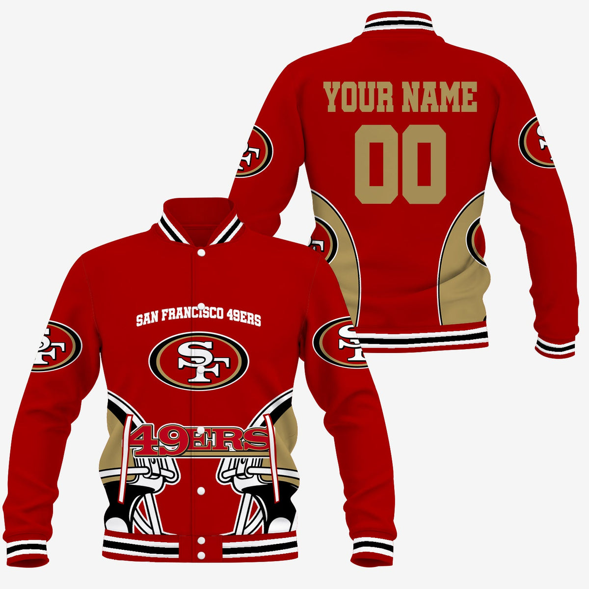 [TOUCHDOWN DEAL] NEW CUSTOMIZED NFL11 SF49 SAN FRANCISCO 49ERS SATIN VARSITY & BASEBALL JACKET