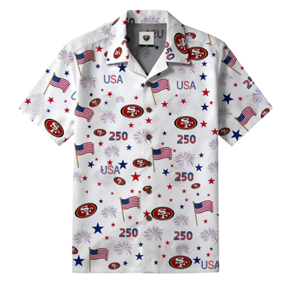 [TOUCHDOWN DEAL] NEW CUSTOMIZED NFL11 SF49 SAN FRANCISCO 49ERS PATRIOTIC 250 USA HAWAIIAN SHIRT