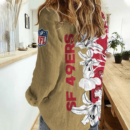 [TOUCHDOWN DEAL] NEW CUSTOMIZED NFL11 SF49 SAN FRANCISCO 49ERS WOMEN CASUAL SHIRT FOR FAN