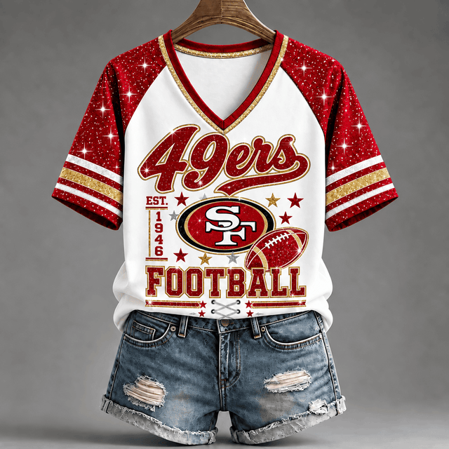[TOUCHDOWN DEAL] NEW CUSTOMIZED NFL11 SF49 THE 49ERS BUC-EE'S V-NECK FEMALE SHIRT