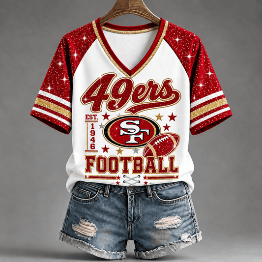 [TOUCHDOWN DEAL] NEW CUSTOMIZED NFL11 SF49 THE 49ERS BUC-EE'S V-NECK FEMALE SHIRT