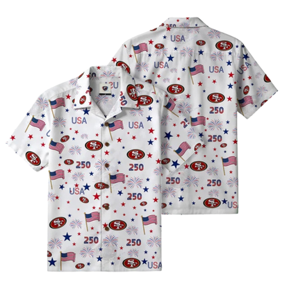 [TOUCHDOWN DEAL] NEW CUSTOMIZED NFL11 SF49 SAN FRANCISCO 49ERS PATRIOTIC 250 USA HAWAIIAN SHIRT